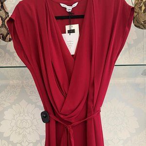 DIANE VON FURSTENBERG Crimson Red 100% Silk "New Reara" Dress